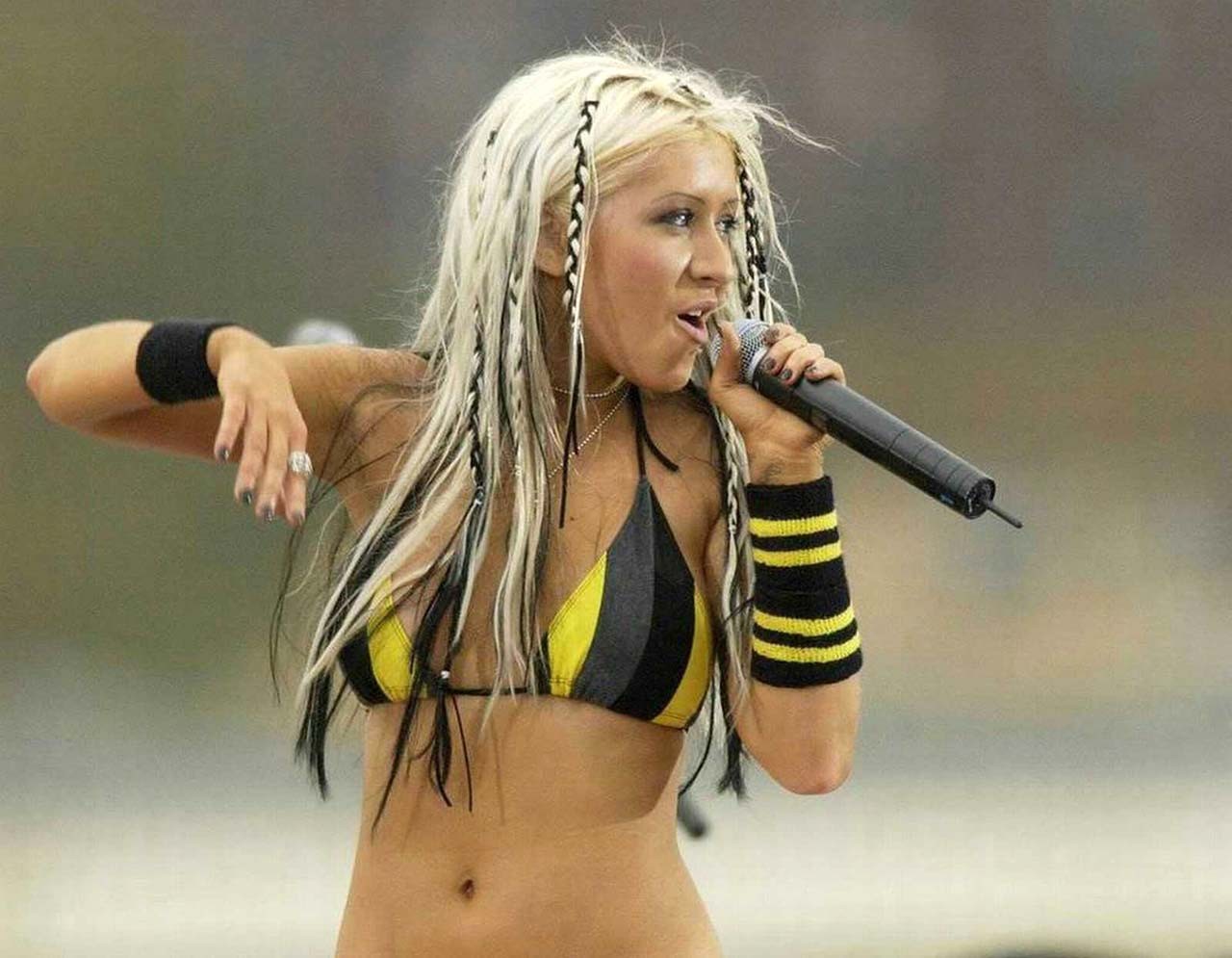 Christina Aguilera sexy ass in pants while performing on stage #75312831