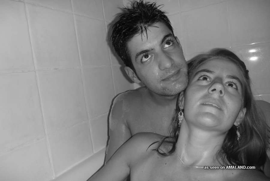 Hot Latina couple showering and self-shooting naked together #67286590