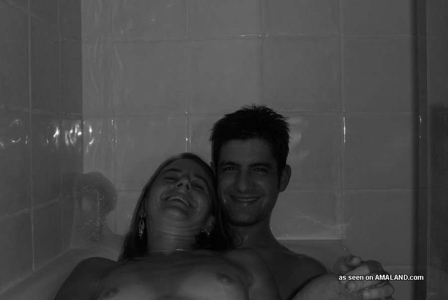Hot Latina couple showering and self-shooting naked together #67286594