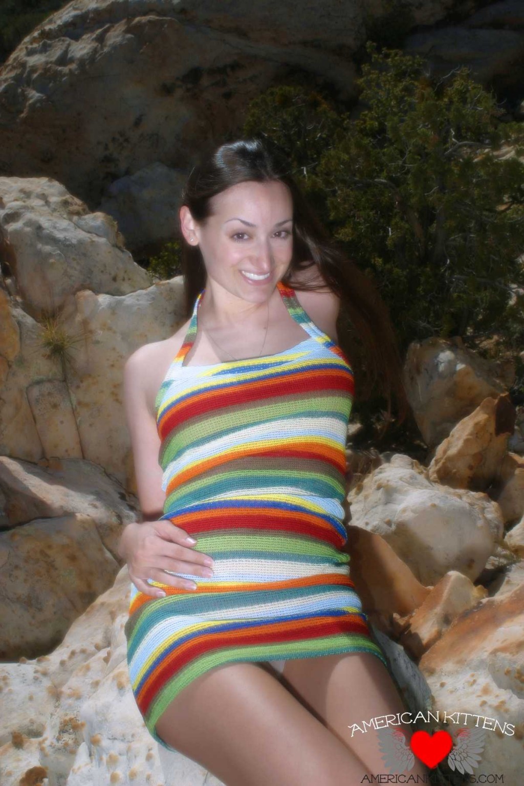 Emma outside crazy dress only in Vegas can you see a girl in this thing hiking #77165462