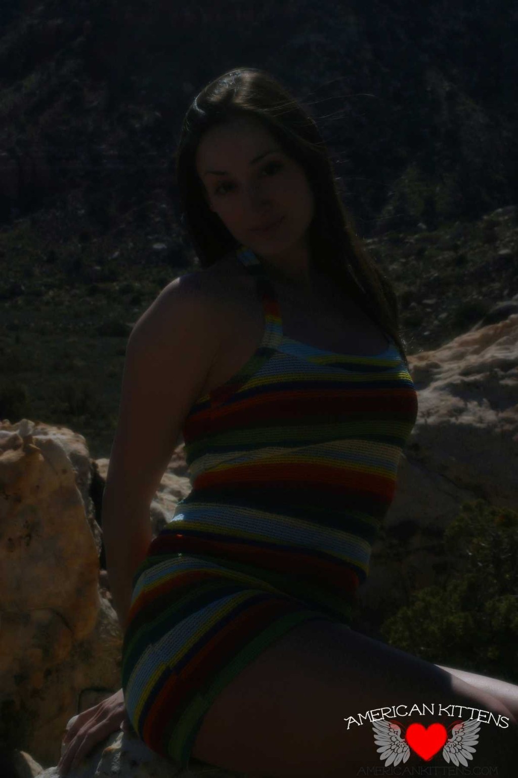 Emma outside crazy dress only in Vegas can you see a girl in this thing hiking #77165615