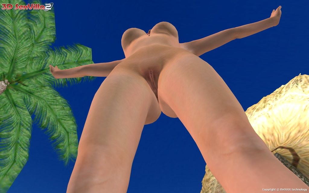 Flexible 3d animated babe posing at the beach #69353961