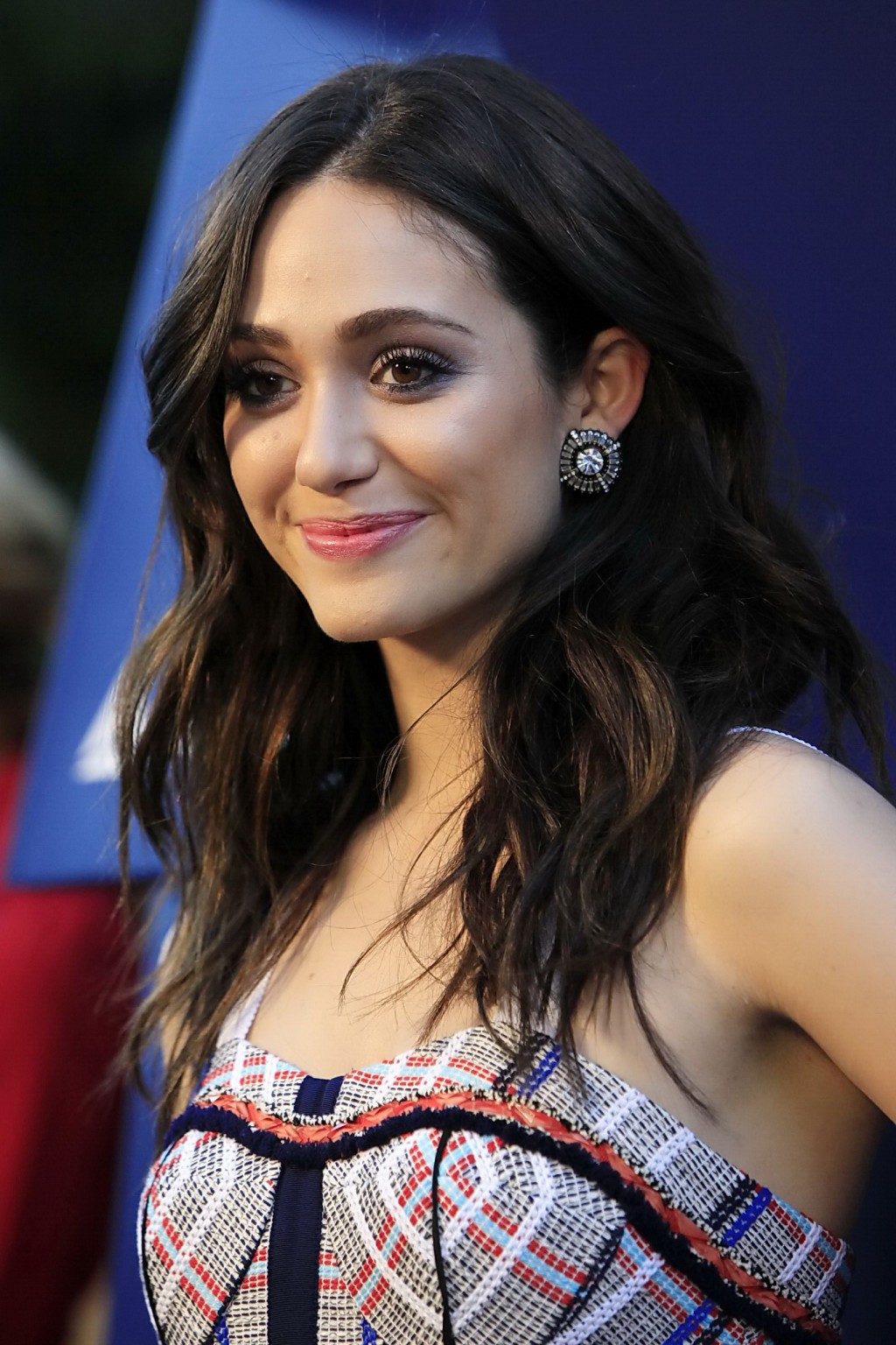 Emmy Rossum wearing hot colorful mini dress at the Delta Air Lines Summer Celebr #75221272