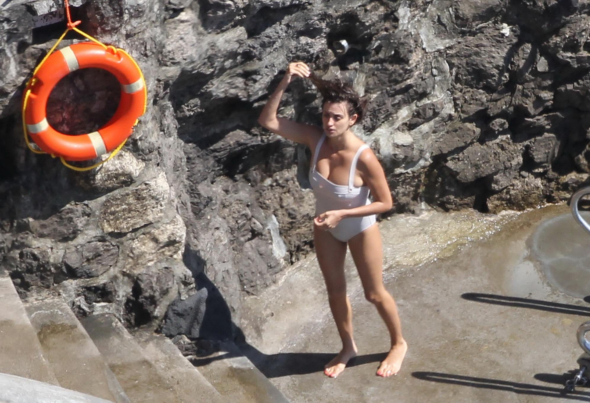 Penelope Cruz shows off her curvy body wearing sexy white swimsuit #75293702