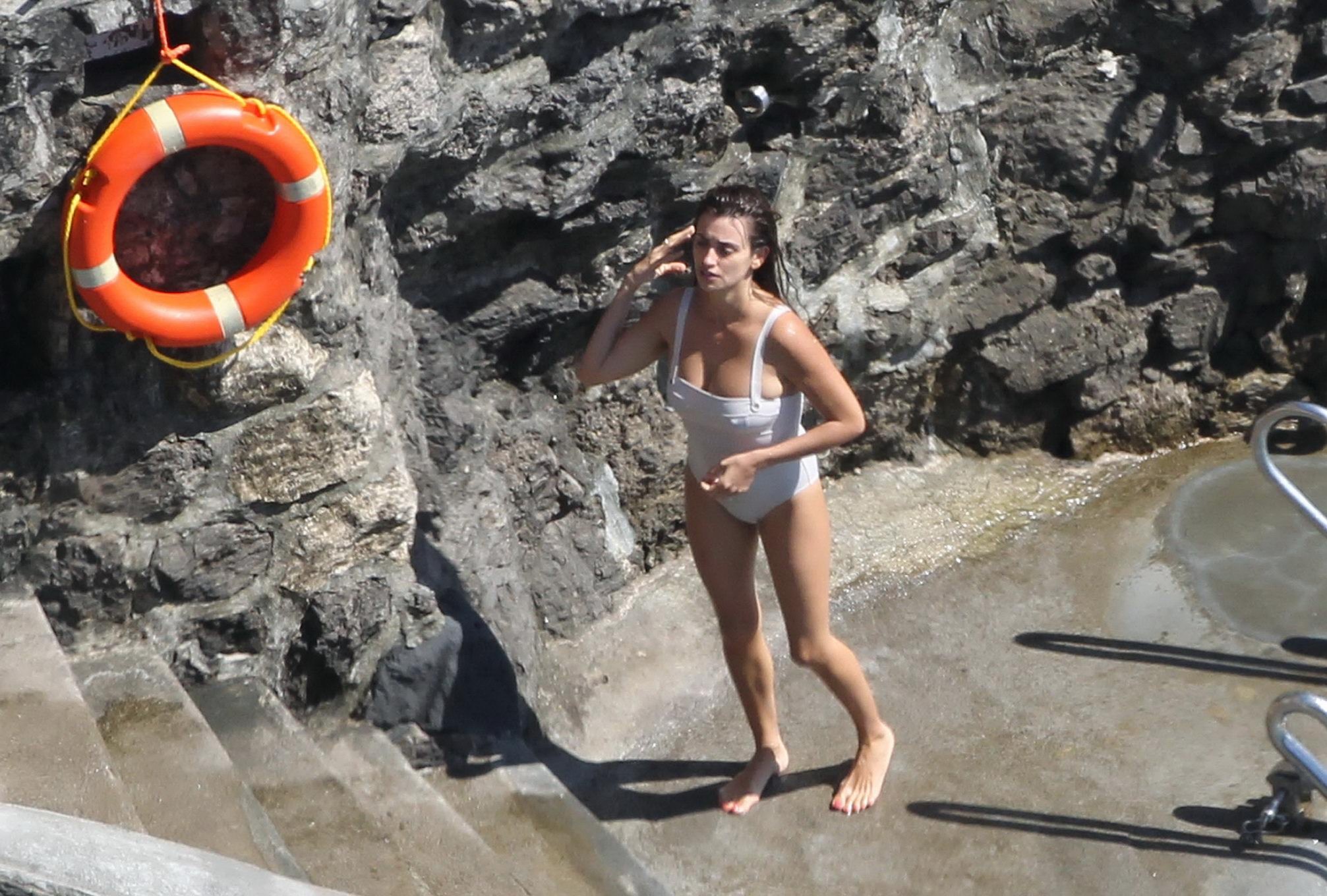 Penelope Cruz shows off her curvy body wearing sexy white swimsuit #75293718