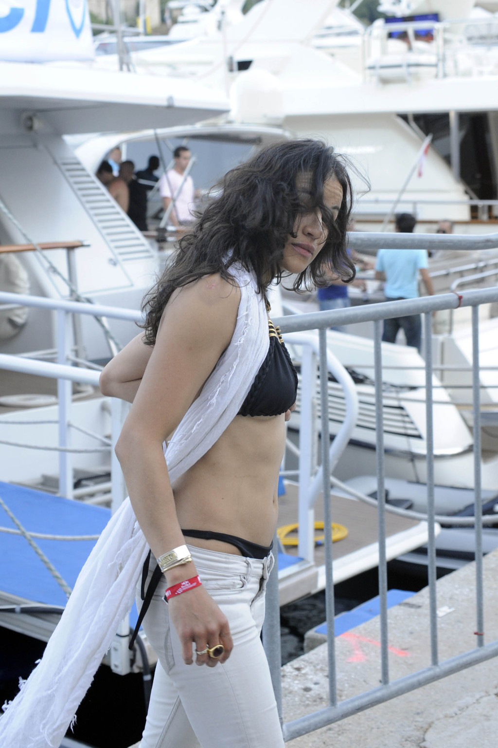 Michelle Rodriguez wearing bikini top  showing ass crack at F1 GP in Monaco #75302704