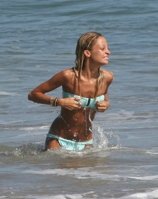 Nicole Richie white thongs and nude boob in public #75420648