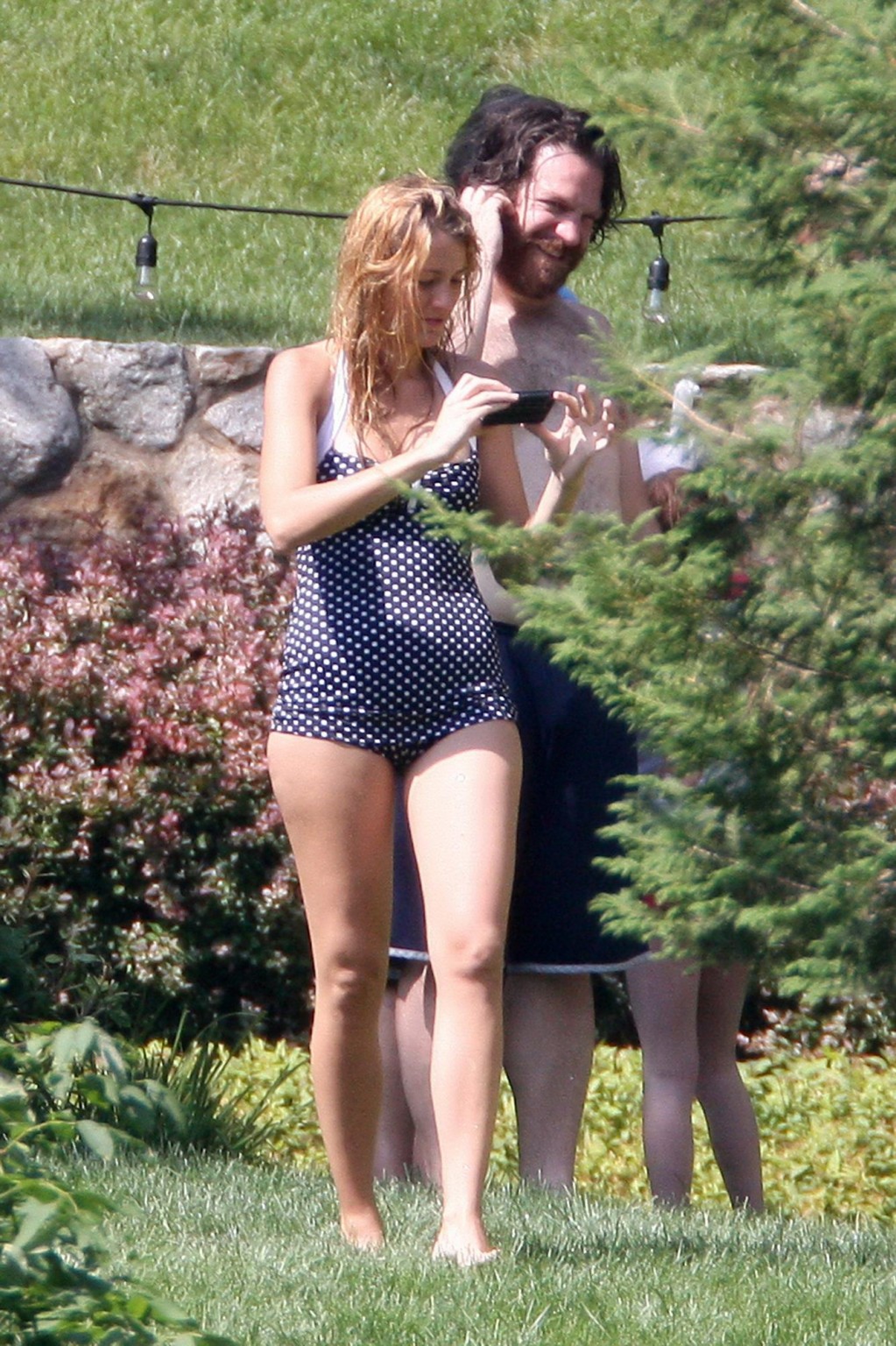 Blake Lively showing her ass in polka dot monokini at the pool party in NYC #75257936