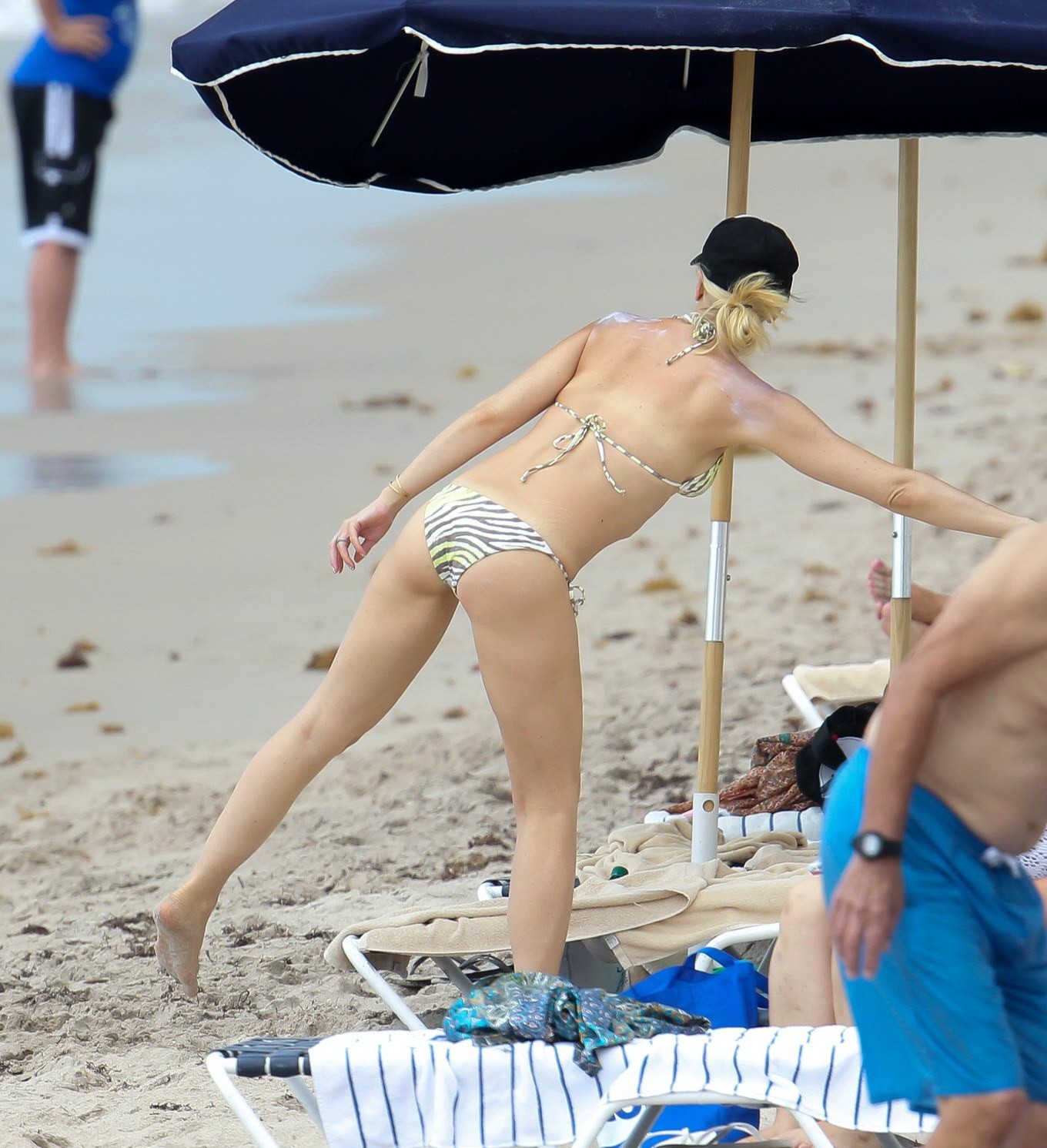 Gwen Stefani shows off her ass wearing a tiger print bikini in Miami Beach #75255345