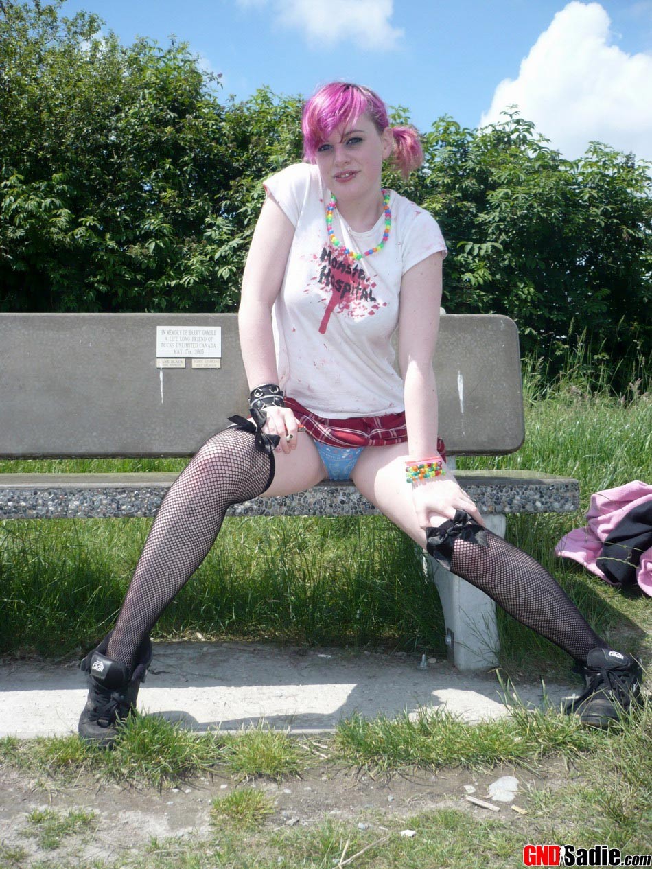 Alt punk girl Sadie stripping outdoors #73259613