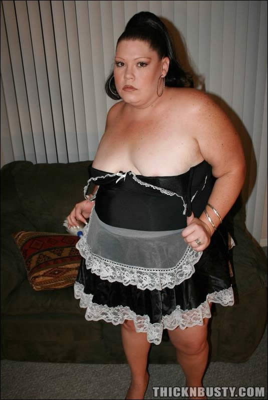 Chubby french maid stripping on the floor #75551359