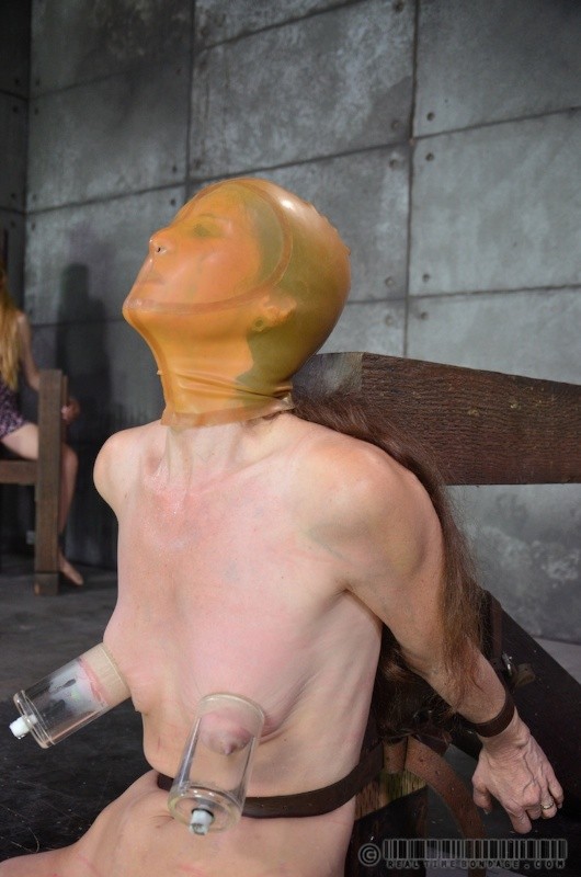 Emma Haize and Emma both bound in a dungeon with latex mask #70887161