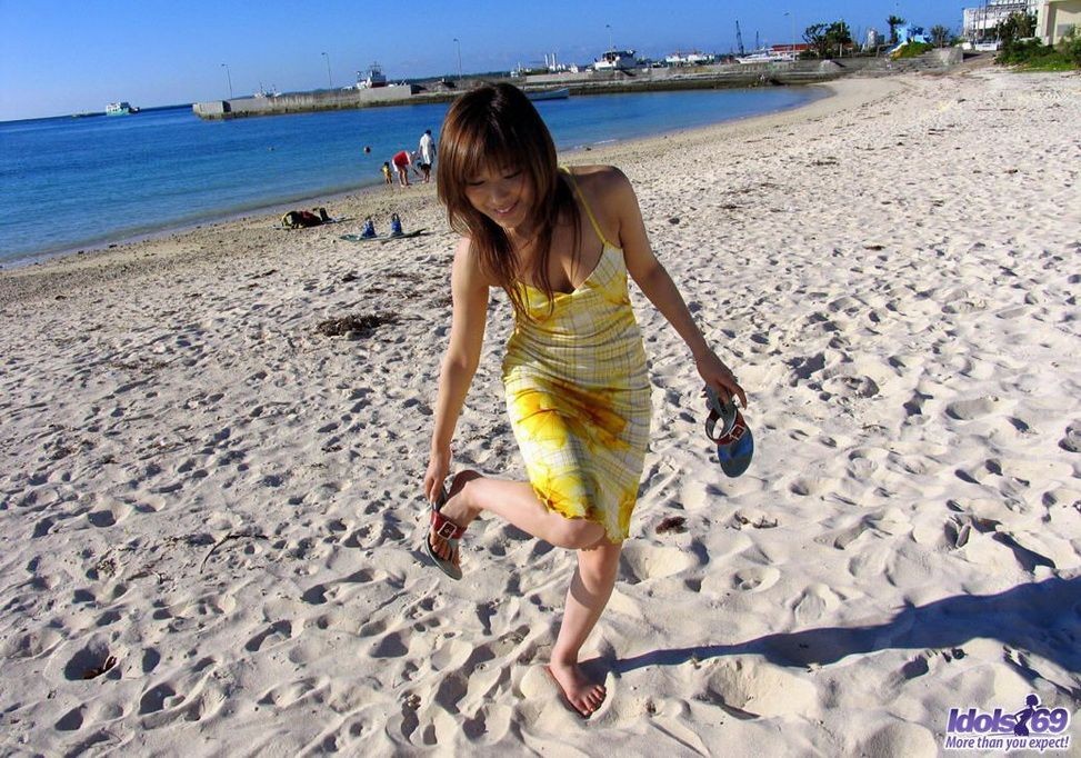 Japanese babe Yua Aida on the beach showin titties #69744347