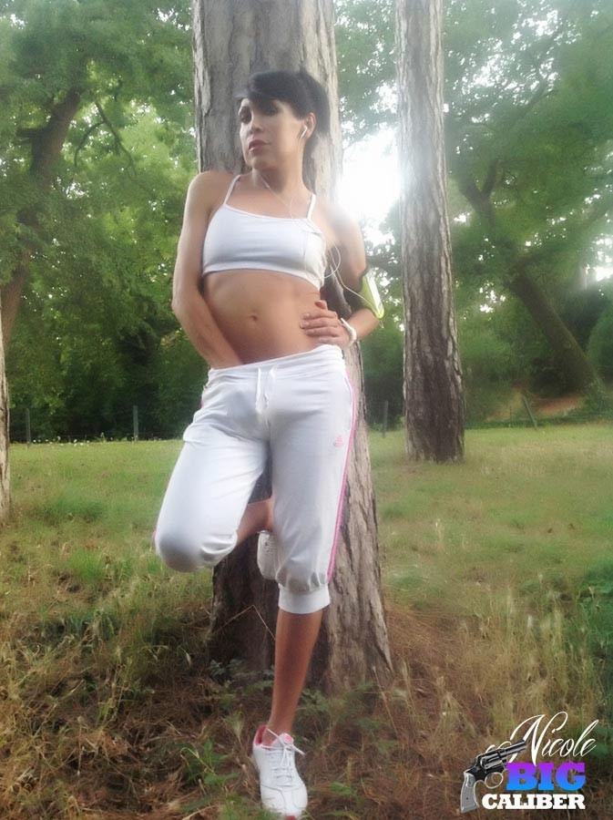 TS Nicole Big Caliber in Candid Photos in the Woods #79167961