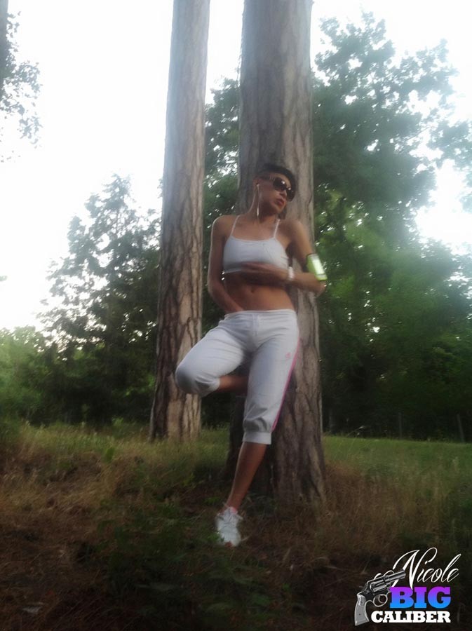 TS Nicole Big Caliber in Candid Photos in the Woods #79167970