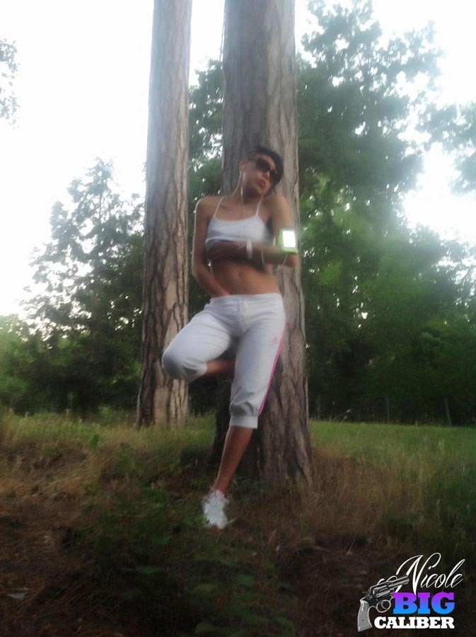 TS Nicole Big Caliber in Candid Photos in the Woods #79167975