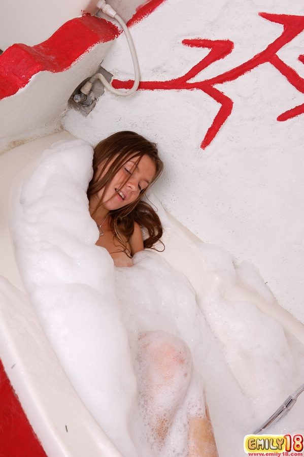 Cute Petite brunette Emily having a fun bubble bath #72837882