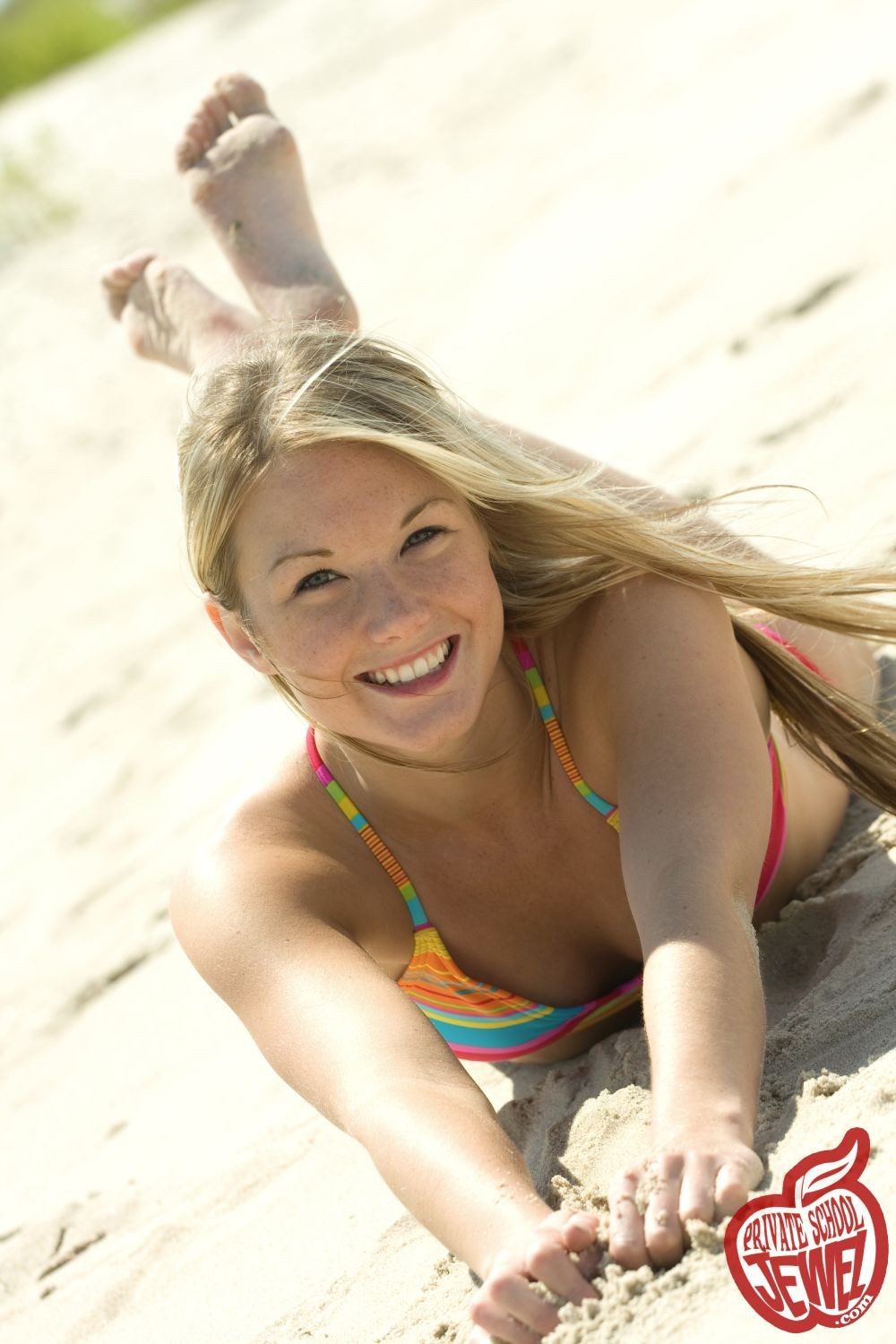 Naked blonde teen having fun on the beach #72257089