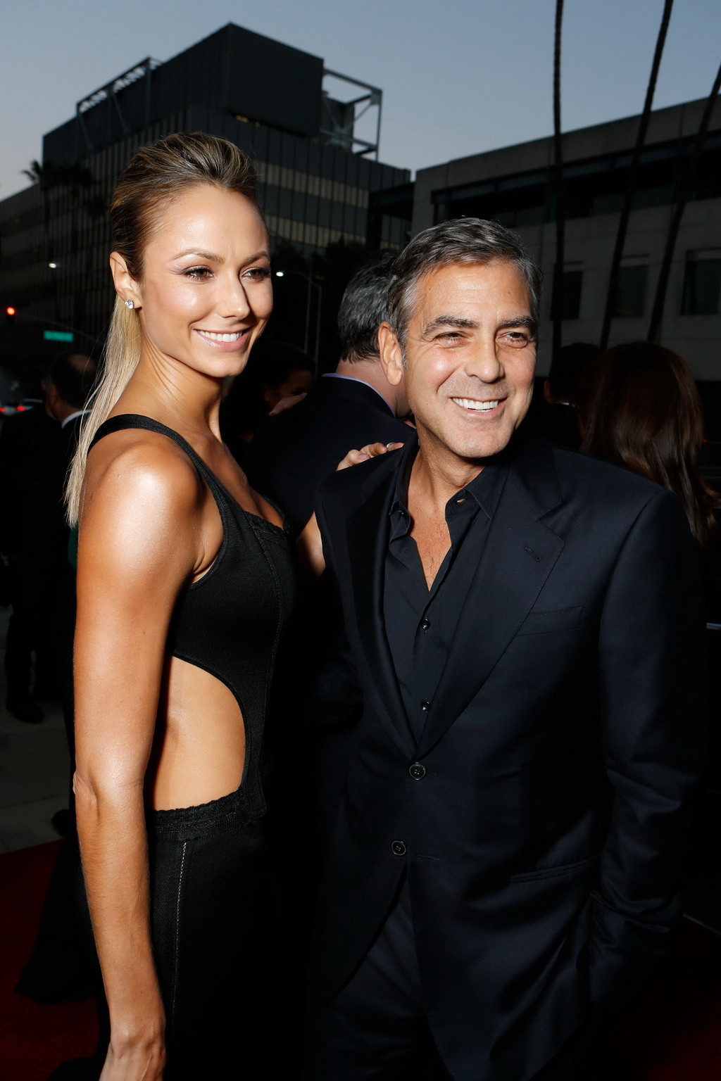 Stacy Keibler in hot backless dress geting groped by George Clooney at Argo prem #75251399