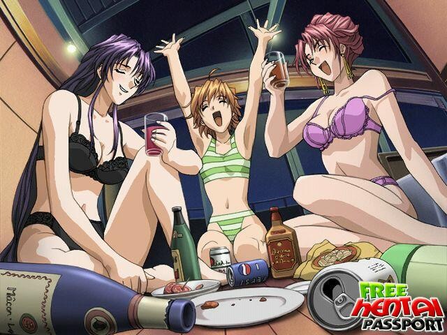Three uninhibited hentai girls touching their perfect bodies with lust #69536819