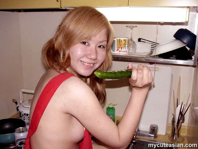 Asian teen puts carrot n cucumber in pussy #69984323