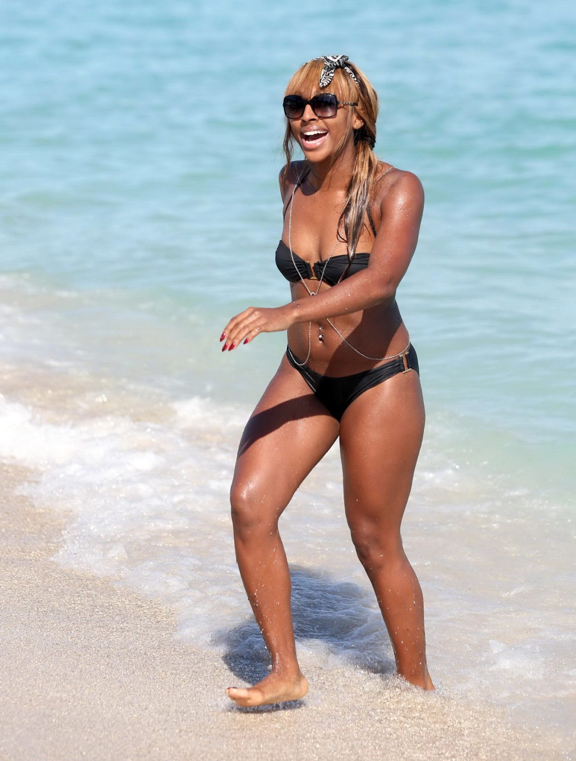 Alexandra Burke showing off her bikini body on a beach in Miami #75244241