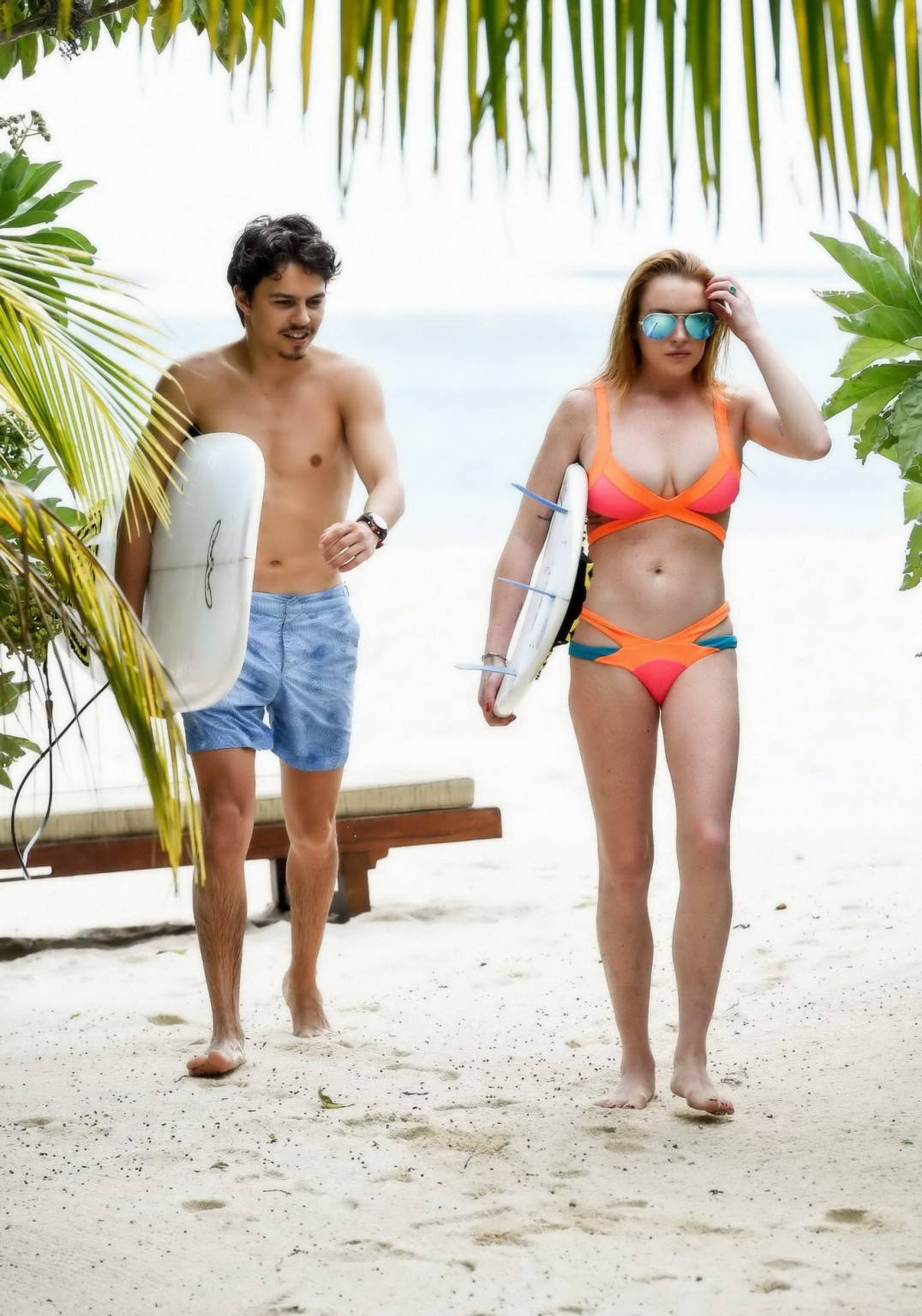 Lindsay Lohan displaying her sexy bikini body in Mauritius #75141308
