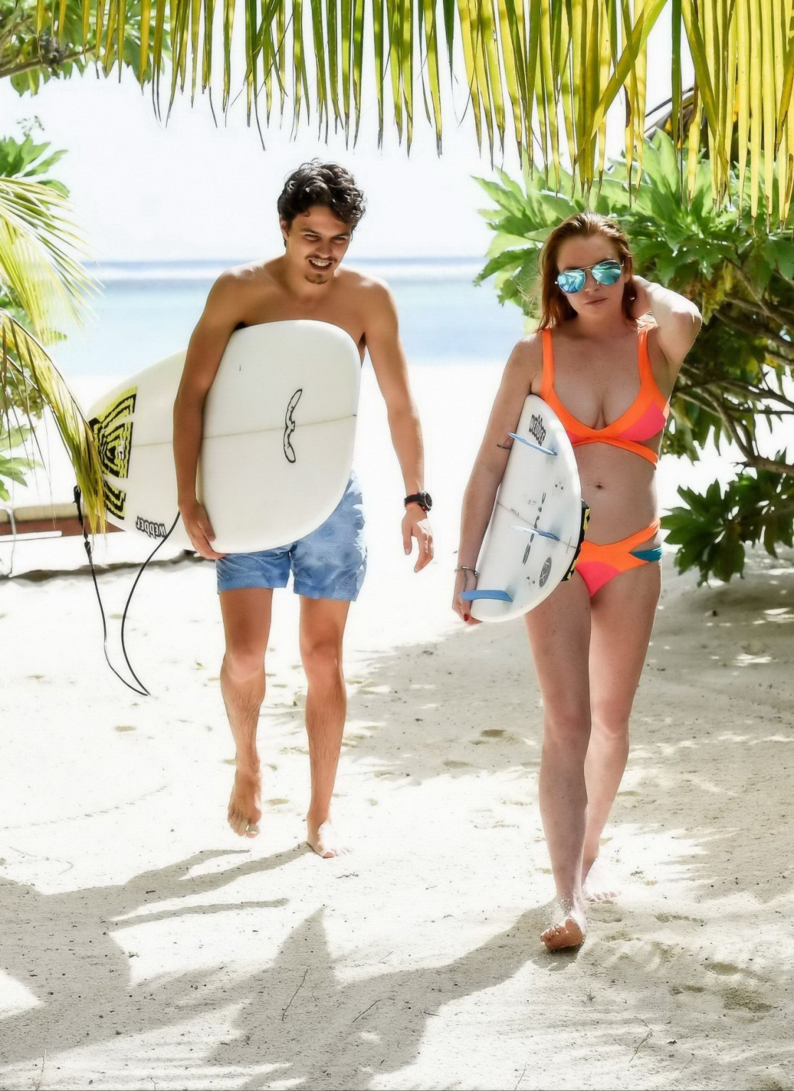Lindsay Lohan displaying her sexy bikini body in Mauritius #75141309