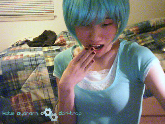 Young japanese newhalf in blue wig tease #76144160