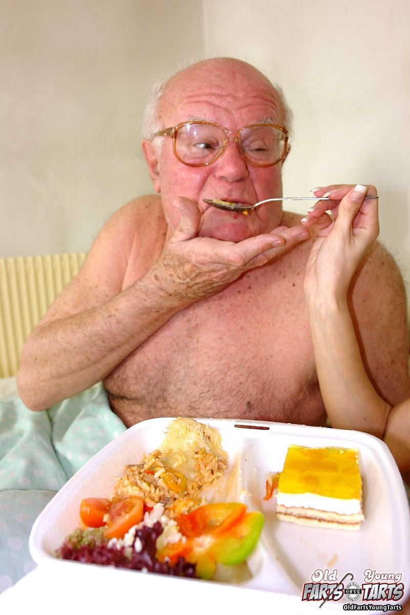 Grandpa fucking the food delivery girl after he had dinner #73243713