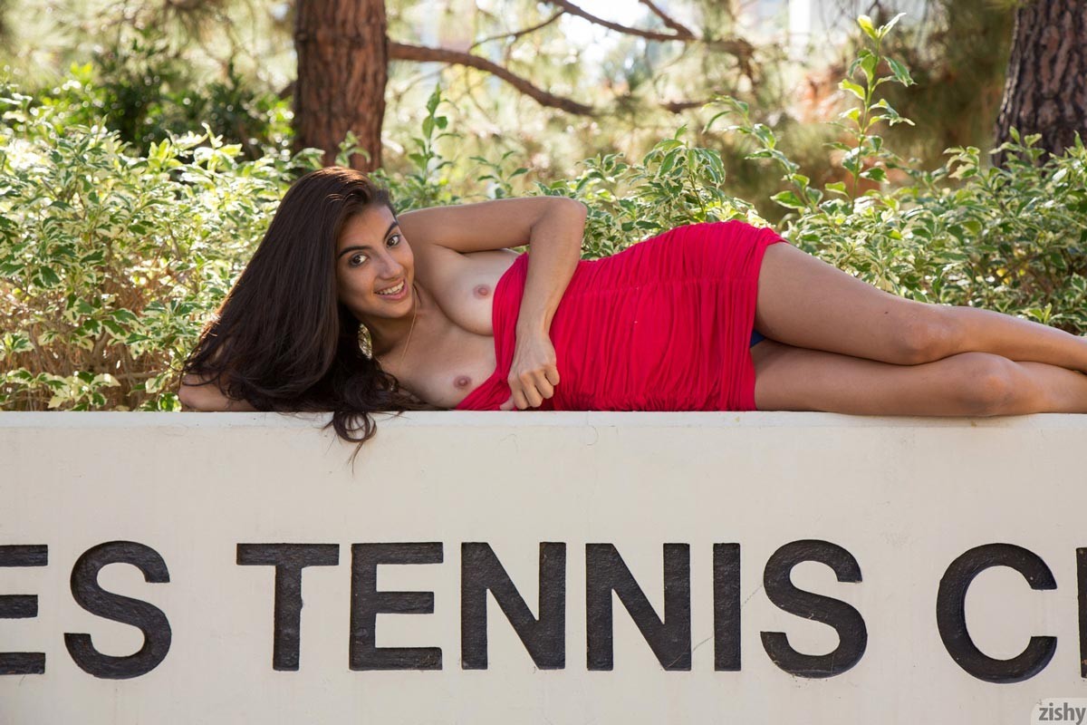 Cute exotic amateur in a red dress #70708220
