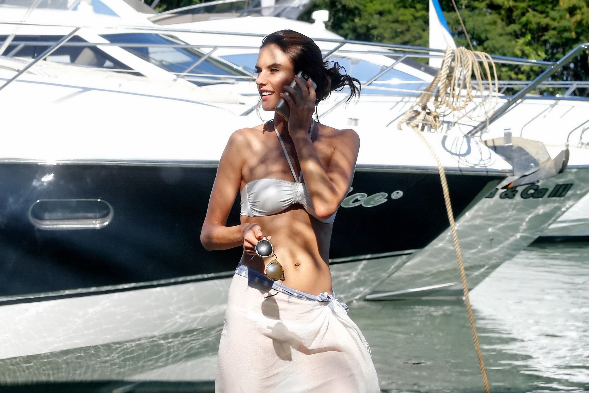 Alessandra Ambrosio busty in a tiny white bikini #75160389