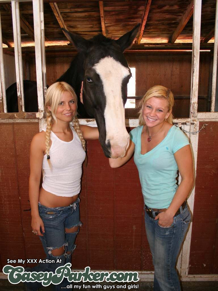 Casey Parker and girlfriend Cali visit the horse stables and do some nude horseb #67780860