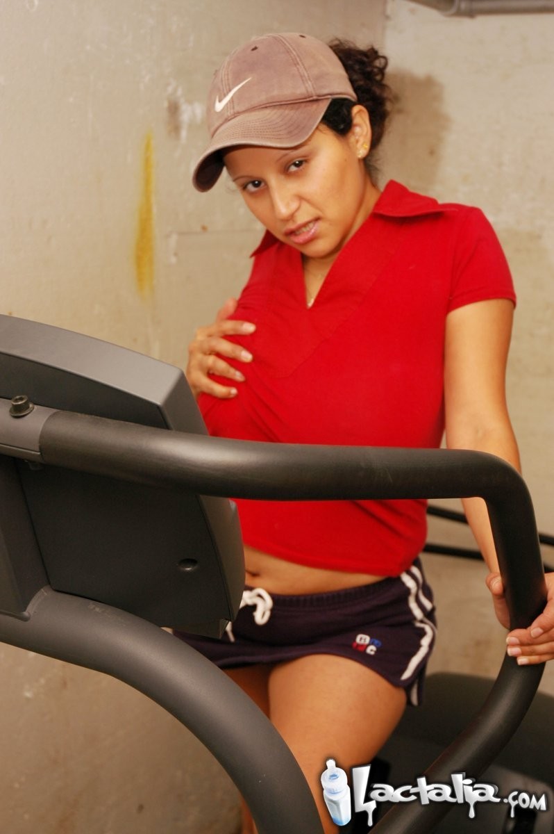 Lactating latina gets distracted while working out #71058407