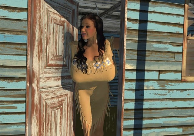 Large breasted 3D American Indian hottie posing outdoors #67049819