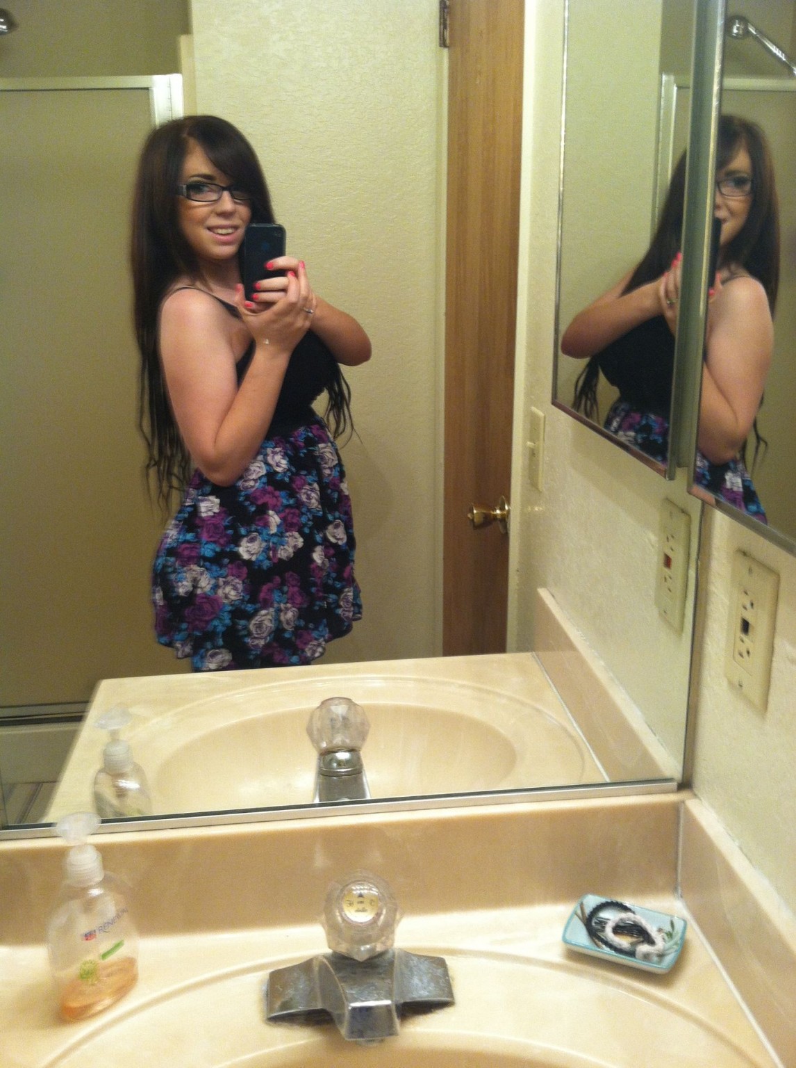 Cute Amateur Brunette taking selfies in the bathroom #67886916