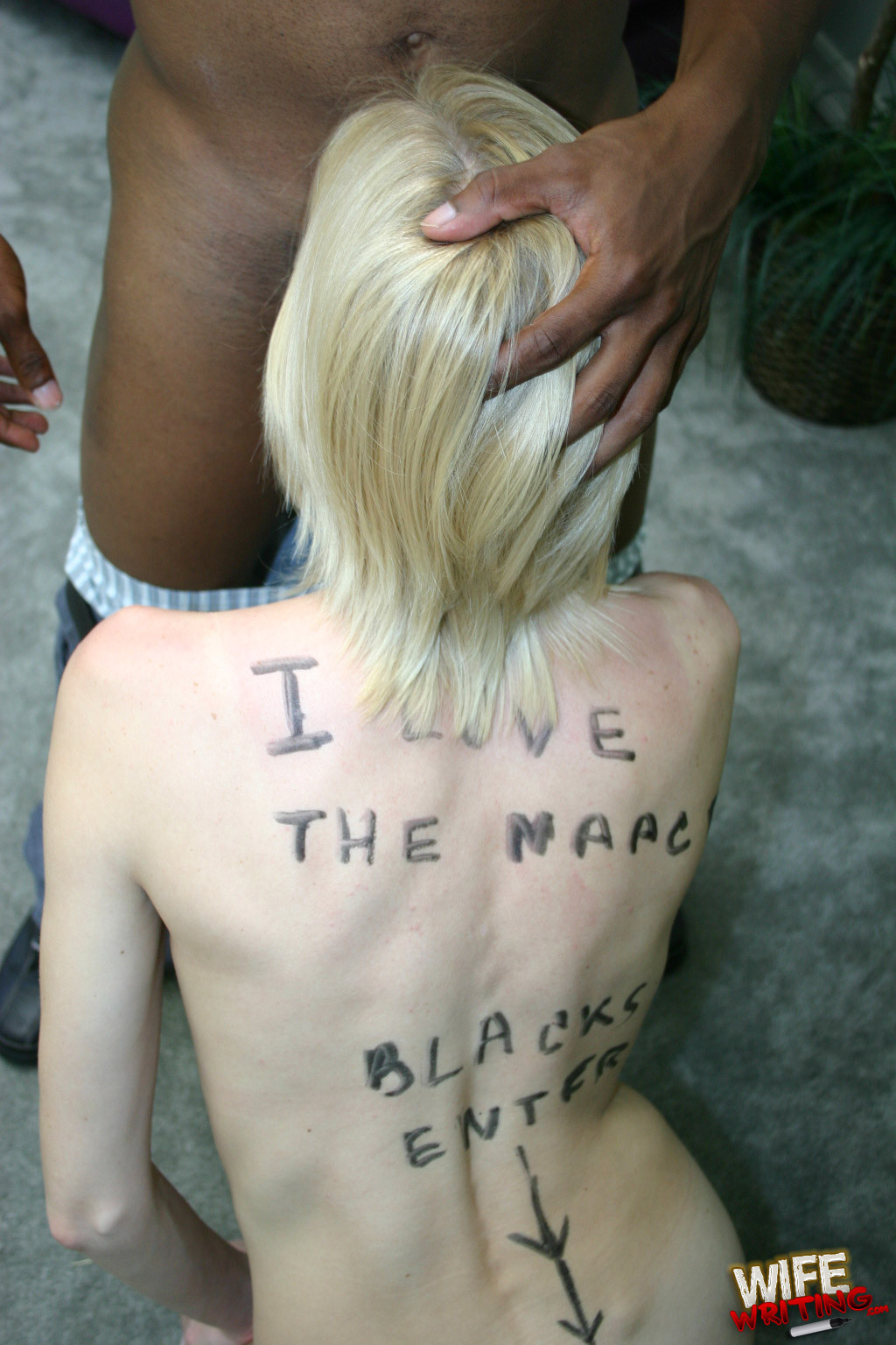 Blond black branded sucks dick interracial facial #73460712
