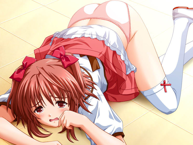 Horny hentai schoolgirls in short uniform skirts and white panty #69686824