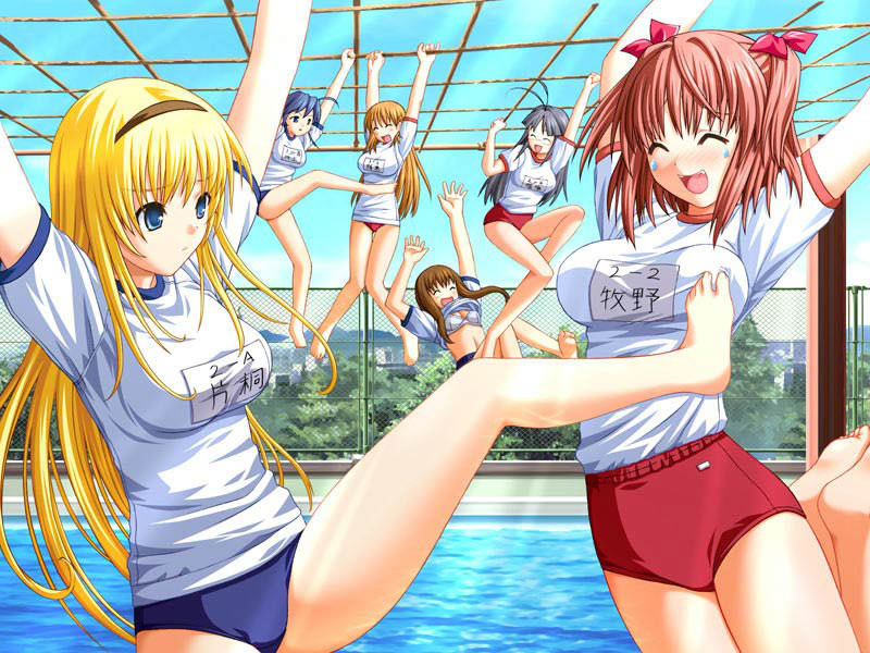 Horny hentai schoolgirls in short uniform skirts and white panty #69686900
