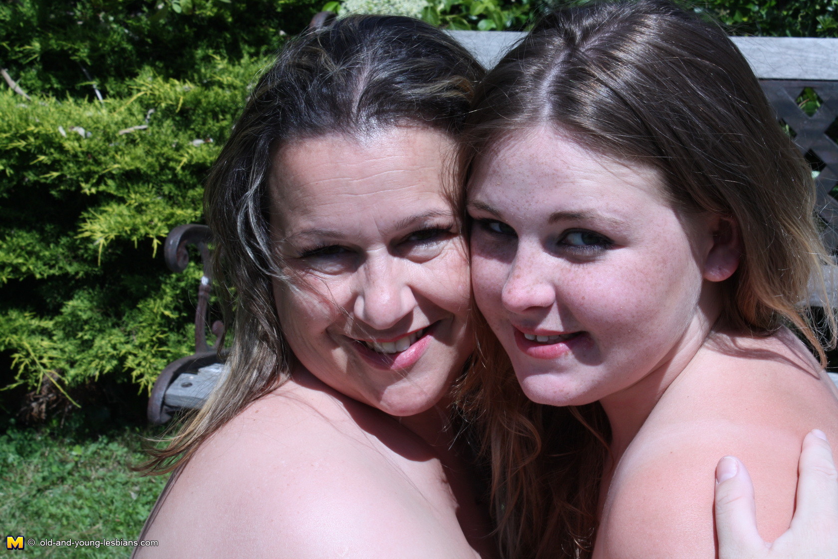British chubby old and teen lesbian couple at the hottub #67241611
