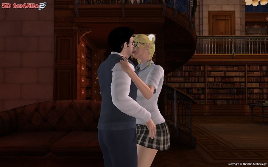 Library threesome with two busty cyber schoolgirls #69566481