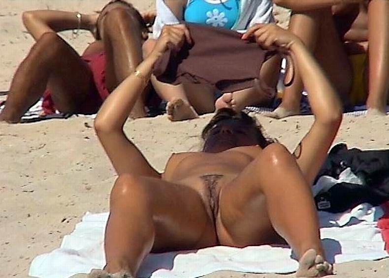Nudist beach front shows off two lovely naked teenagers #72253389