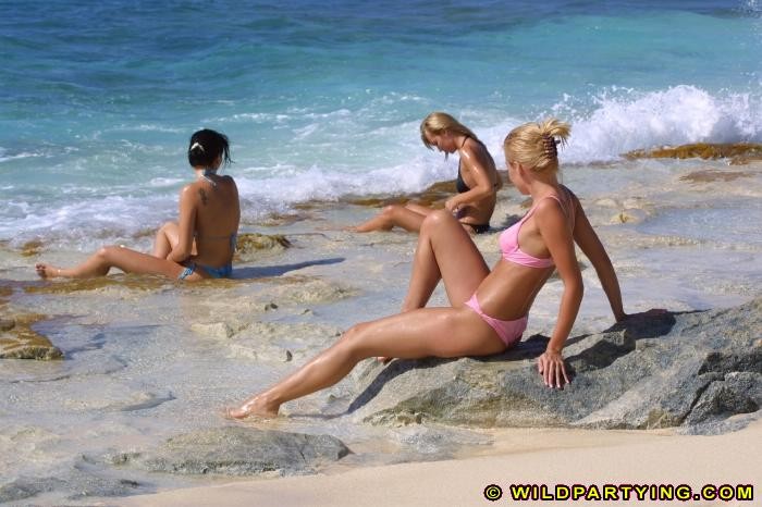Bikini babes playing in the sand #72323451