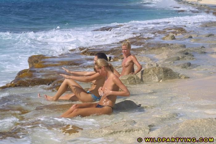 Bikini babes playing in the sand #72323515