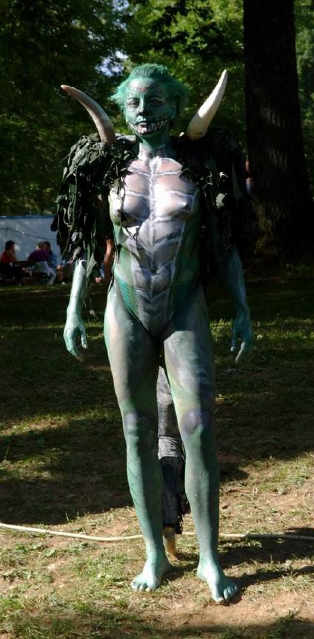 Trashy chicks almost naked during body paint parade #77133178