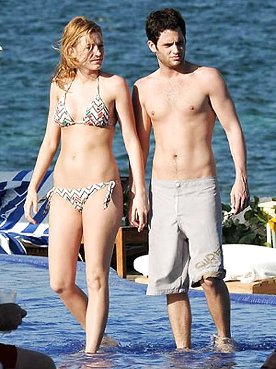 Blake Lively nipple slip and sexy in bikini on beach paparazzi pictures and show #75301185