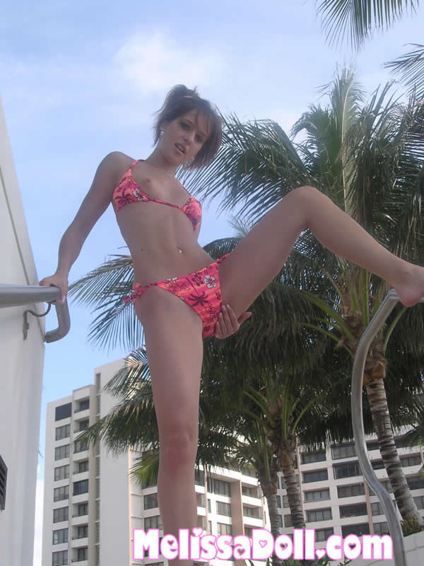 Brünette Teen in Bikini blinkt ihre Titten und Muschi
 #73202256