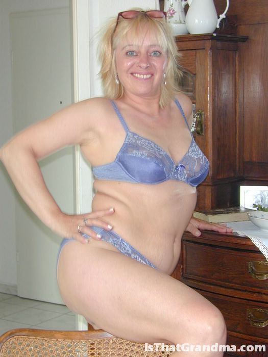 Blonde grandma Martha teases us with her chubby tits #77188408