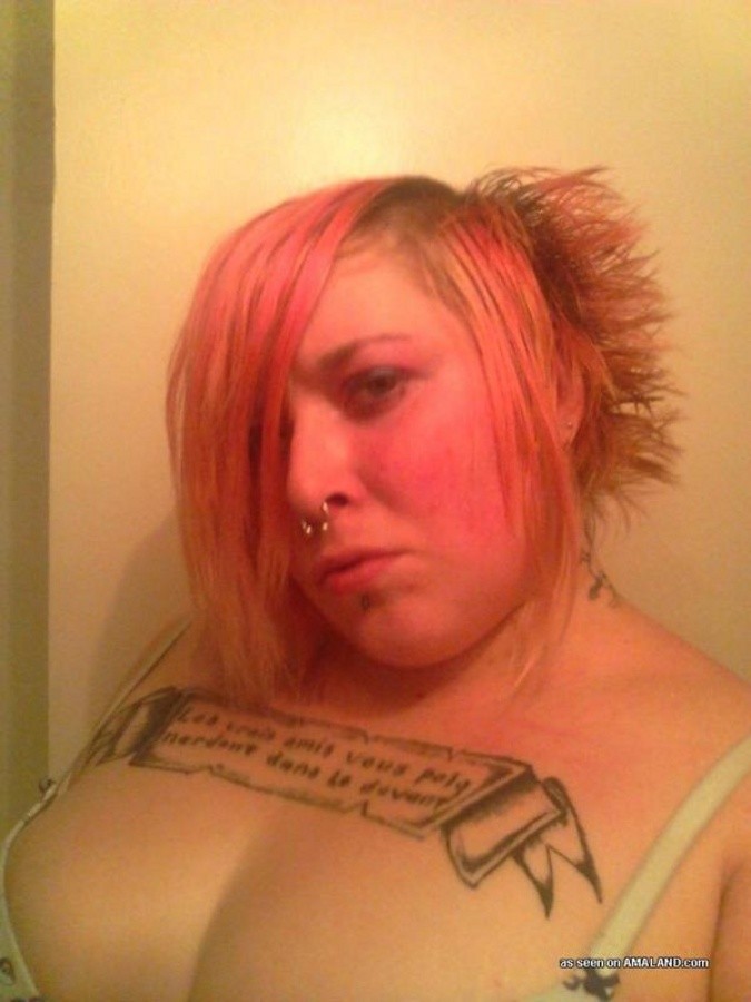 BBW scene chick with tattoos and pink hair #67638490