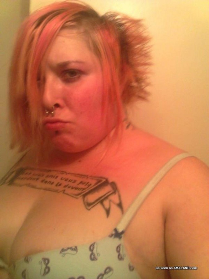 BBW scene chick with tattoos and pink hair #67638495